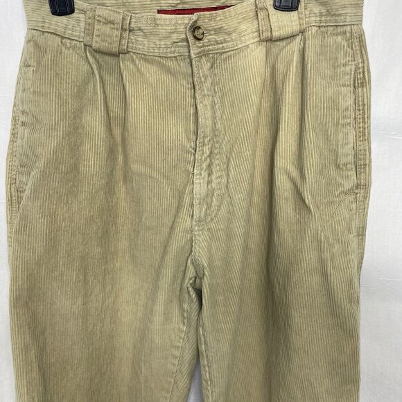 BUGLE BOY CO Pants Corduroy Pleated Cuffed Skater 90s Mens 32M Beige Tan 30x30 - Picture 10 of 11